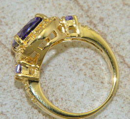 璀璨臻選 歐美時尚18K鍍金紫晶石戒指，詮釋婚禮與日常的優雅格調